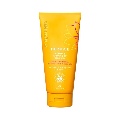 Derma E Vitamin C Foaming Oil Cleanser - 2-in-1 Oil-to-Foam Face Wash, 6 Fl Oz | Brighten & Nourish Skin