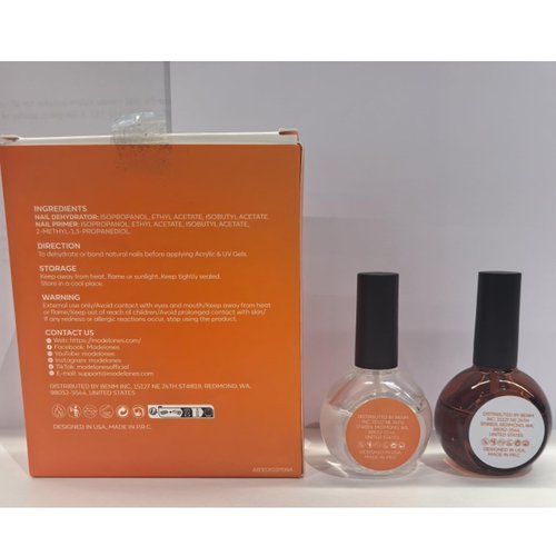 modelones 30 ml Nail Dehydrator and Primer, Acid Free Natural Prep Dehydrate & Bond Primer Kit, Hema-Free Acrylic Nail Supplies Top Coat