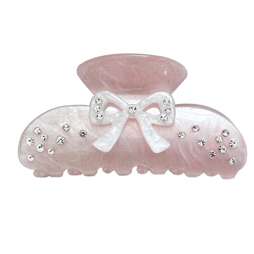 OUSEON Bow Hair Claw Clips for Women, Non-Slip Sparkling Hair Clamps for Thick Hair, Strong Hold Hair Accessories for Workout Party Everyday Use