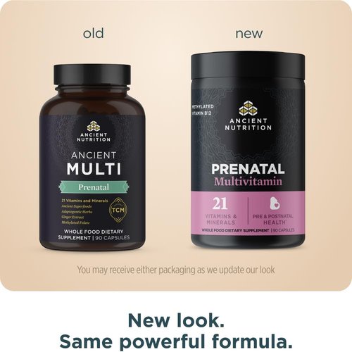Ancient Nutrition Prenatal Vitamins - Methylated Multivitamin for Women's Fertility Support | 90 Ct