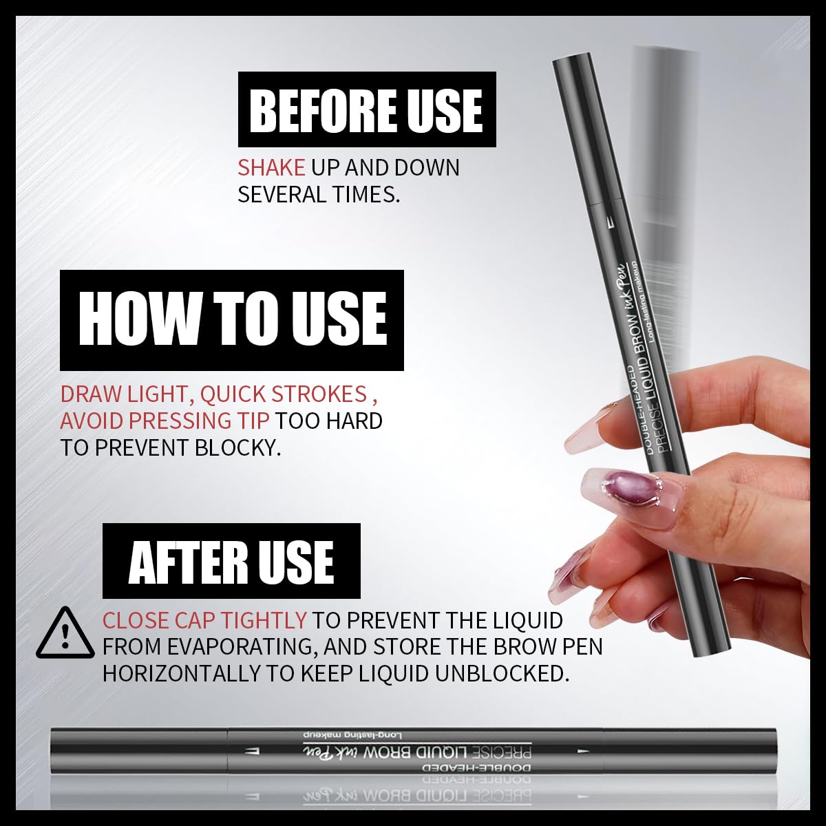 Skiennix Microblading Eyebrow Pencil - 2-in-1 Dual-Ended Pen with Precise Brush Tip for Natural, Waterproof Brows (Brown)