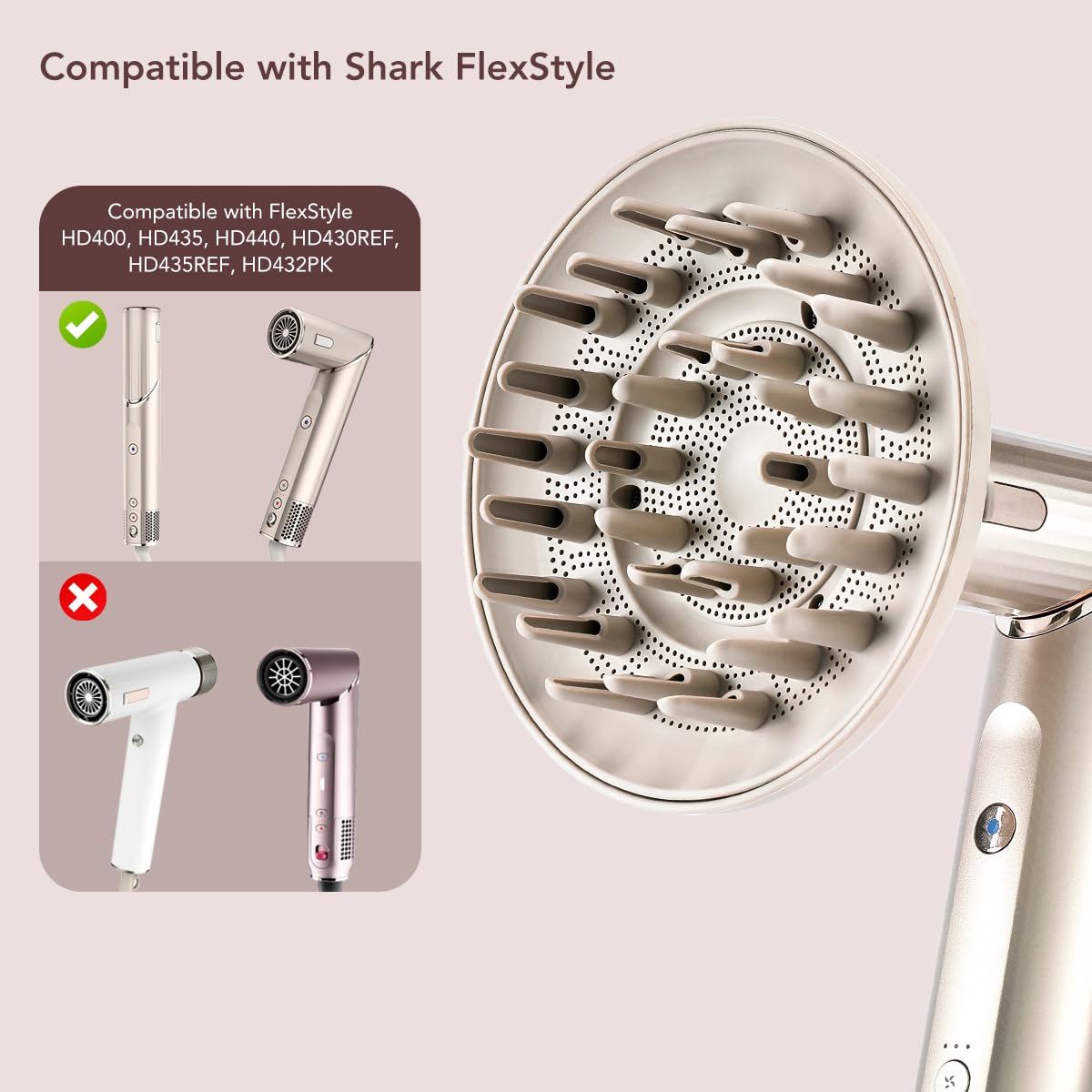 Shark FlexStyle Extra Large Diffuser Attachment - Upgraded Nozzle for Fast Drying Wavy & Curly Hair