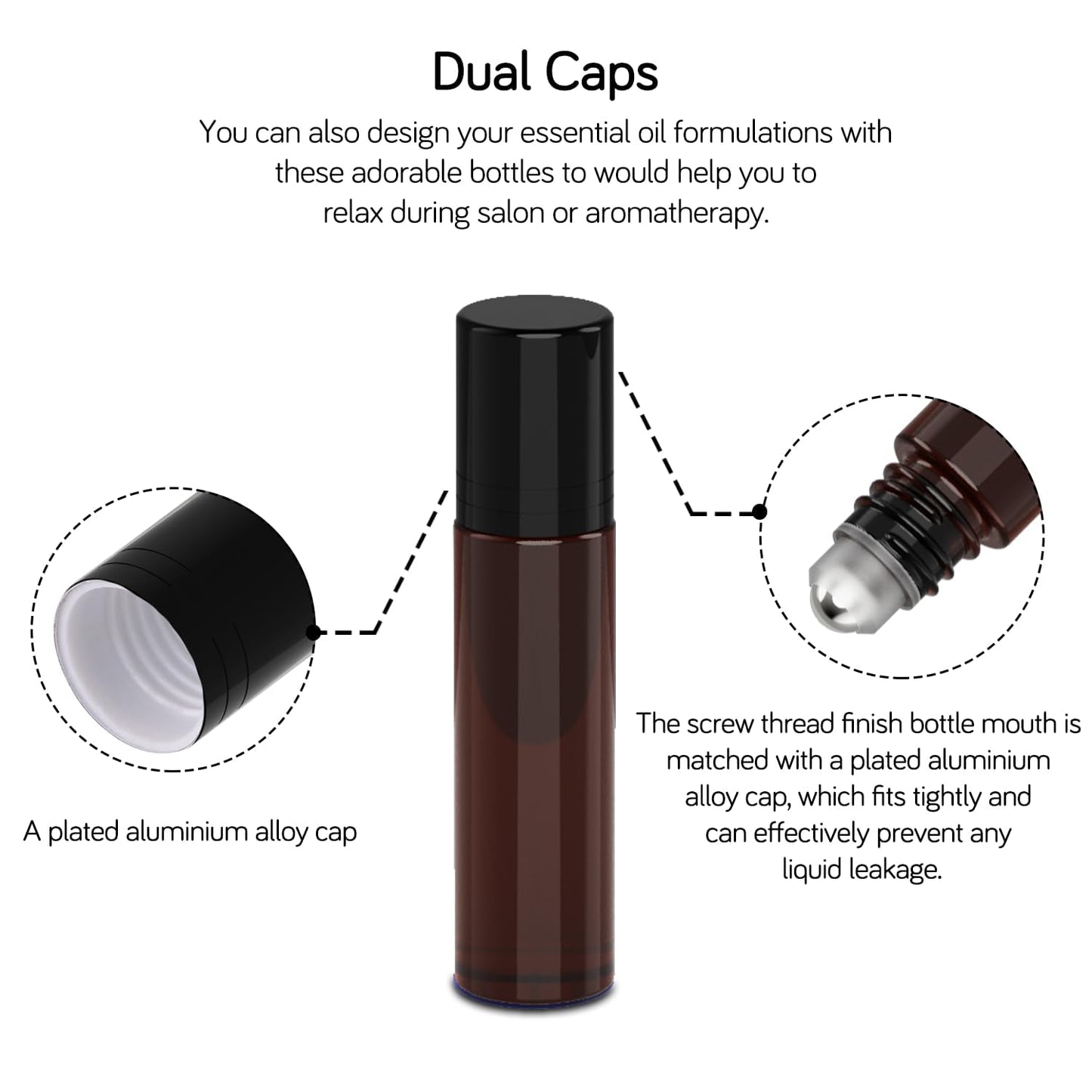 PrettyCare Roller Bottles For Oils 10 ml (Amber Glass, 12 Pack, 1 Extra Stainless Steel Balls, 12 Labels, 1 Opener, 1 Funnels Essential Oil Roller Bottles