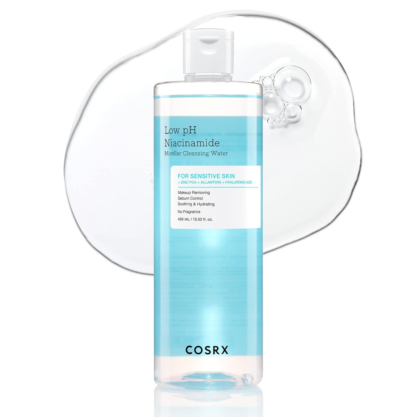 COSRX Low pH Niacinamide Micellar Cleansing Water - Gentle Daily Cleanser for Sensitive Skin | 13.52 fl. oz (400ml)