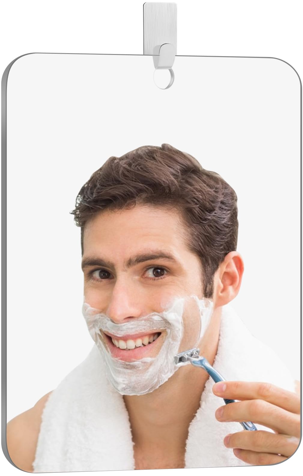 EUAIAJ Fogless Shower Mirror, Shower Mirror Large (10.5x8in) & Clear Reflection, Easy Install & Unbreakable, Travel Shower Anti Fog Mirror, Adhesive