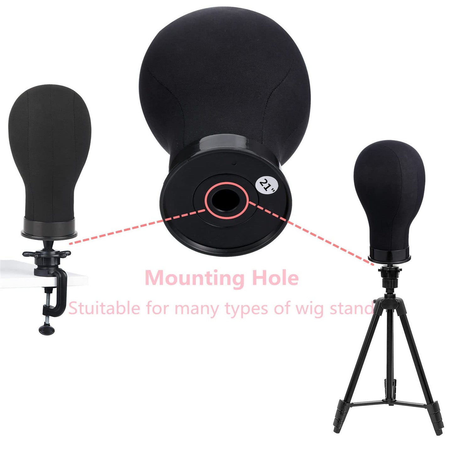 lucicass Wig Head 21Inch Canvas Block Head Wig Stand with Mannequin Head for Making Wigs Display Styling