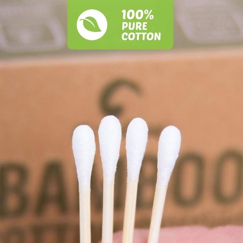 Bamboo Cotton Swabs 500 Count - Eco-Friendly Double Tipped Cotton Buds | 100% Plant-Based for Makeup & Crafts