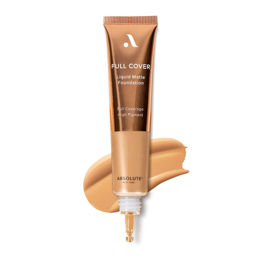Absolute New York Full Cover Liquid Matte Foundation - Creamy Oil-Free Formula with Dropper Tip | Natural Finish