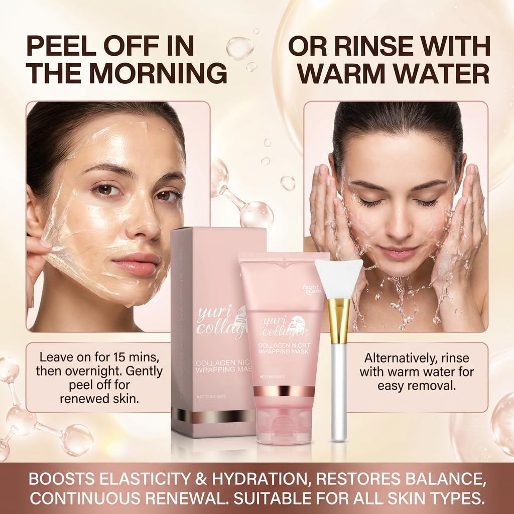 Skiennix Night Wrapping Mask - Collagen-Infused Overnight Peel-Off Facial Mask for All Skin Types