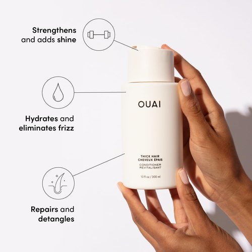 OUAI Thick Hair Shampoo & Conditioner Set - Sulfate-Free Formula for Moisturized, Strong Hair - Keratin & Shea Butter (10 Fl Oz)