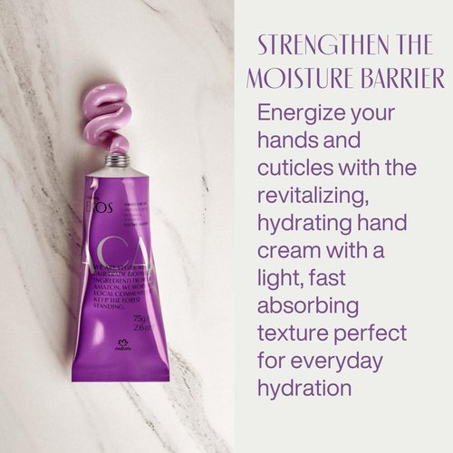 Natura Ekos Açaí Hand Cream - Fast-Absorbing Anti-Dullness Balm - Vegan Skin Moisturizer - 2.6oz (75g)