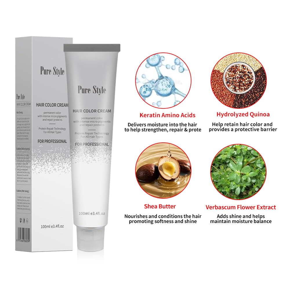 YSNSTYLE Hair Color Cream - Ammonia-Low Permanent Dye for Nourishing Light Neutral Brown | 3.4 fl oz (100ml)
