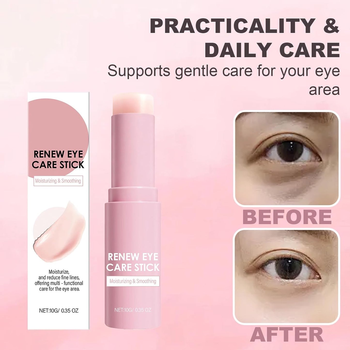 Skiennix Caffeine Eye Balm Stick - Moisturizing Anti-Aging Treatment for Dark Circles & Puffiness | 0.35oz/10g