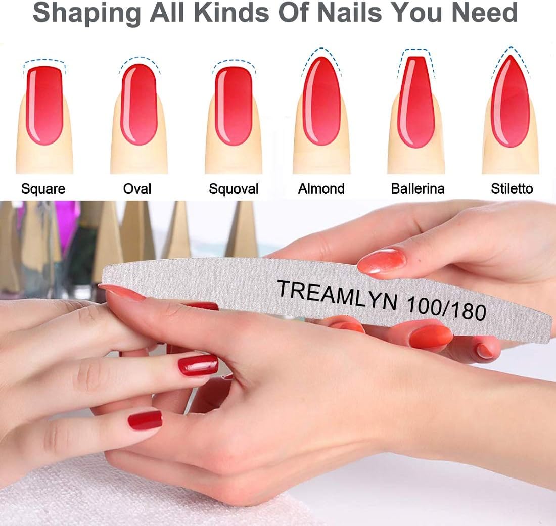 Skiennix Heavy Duty Nail Files - 10 Pcs 100/180 Grit Emery Boards for Acrylic & Natural Nails