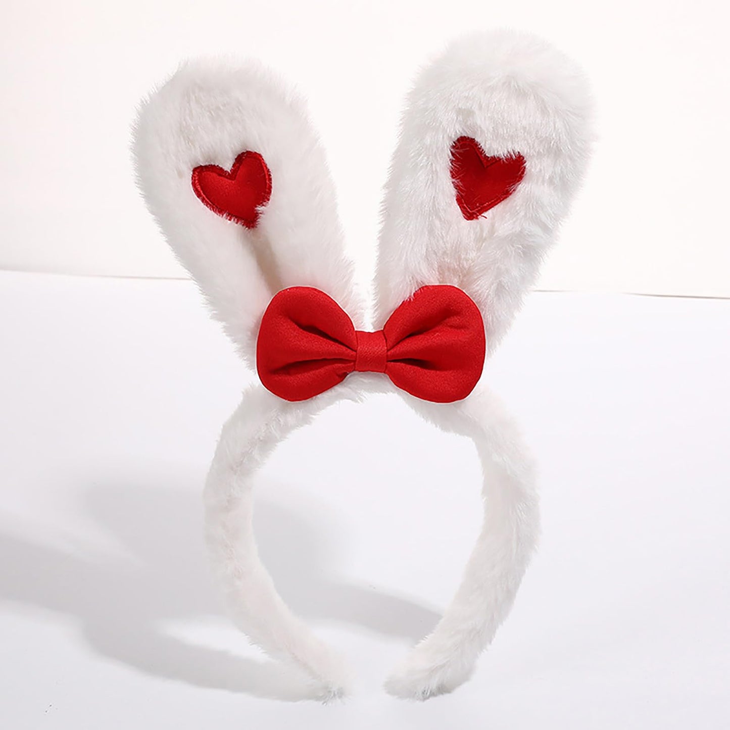 FunSpt Easter Bunny Rabbit Ears Plush Headband Halloween Costume for Aldult Heart 3