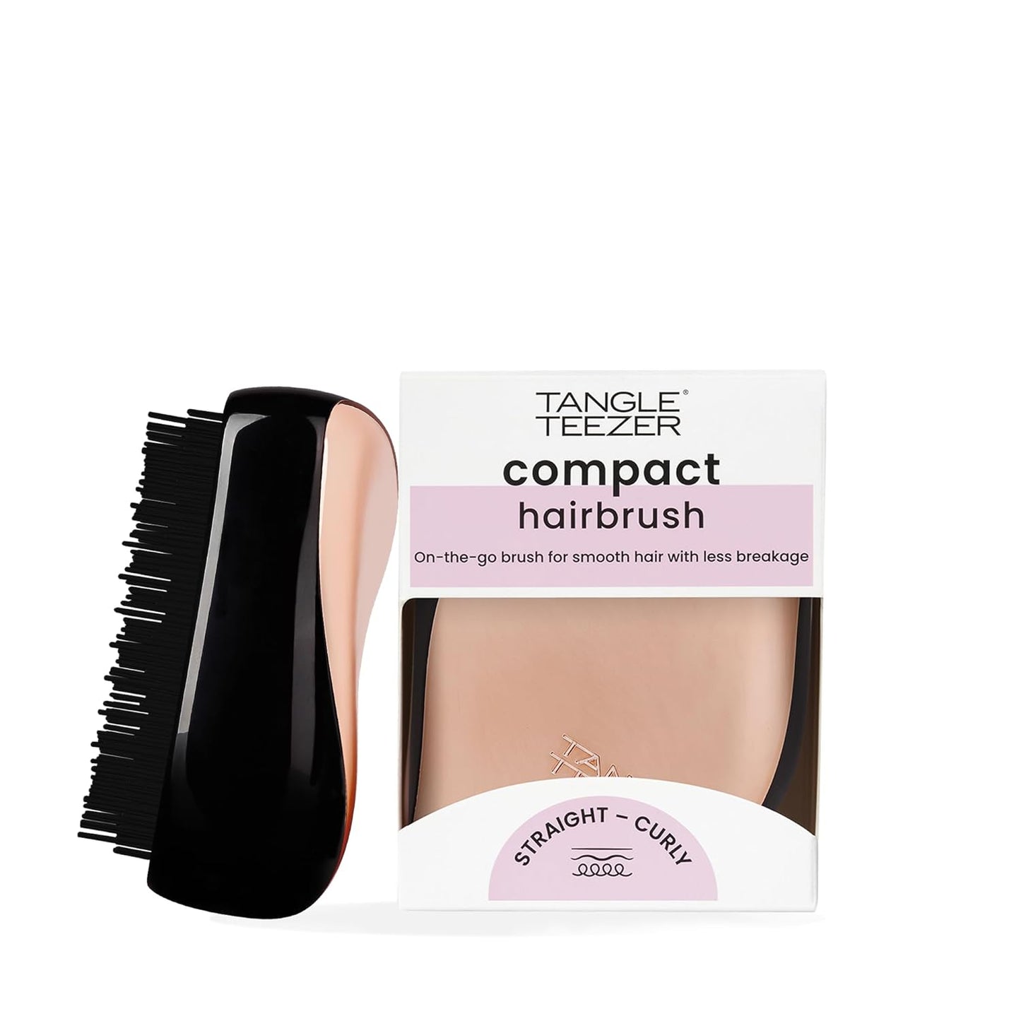 Tangle Teezer Compact Styler Detangling Hairbrush - Rose Gold & Black | Perfect for All Hair Types