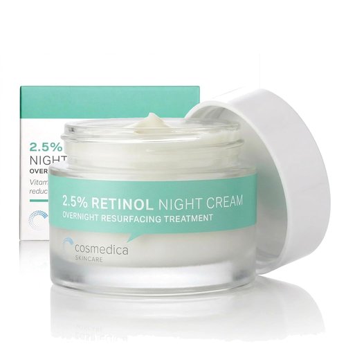 Cosmedica Skincare Retinol Night Cream - Anti-Aging Moisturizer with Hyaluronic Acid | 1.7 oz for Wrinkle Repair