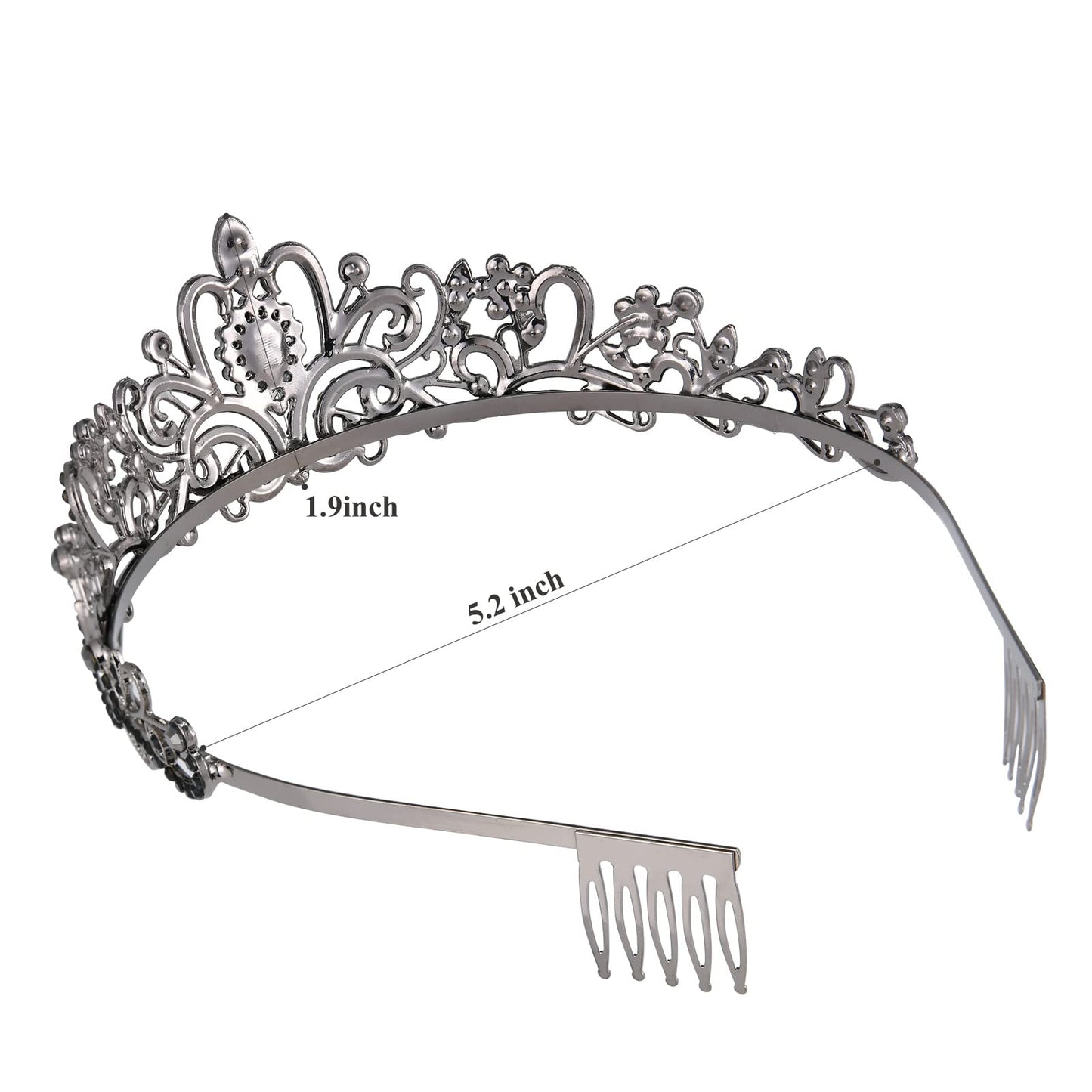 6 Pack Sparkling Crystal Princess Tiaras for Women Crown Queen Fashion Headband for Wedding Birthday Bride Bridal Prom Party Valentines Mothers Day Gifts Black