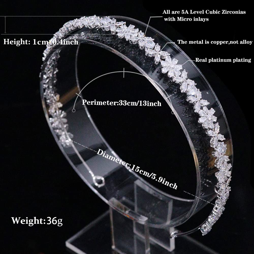 FASNAHOK CZ Headband Wedding Bridal Tiaras and Crowns for Women Bridesmaid Headwear Party Birthday Headpiece with Zirconia