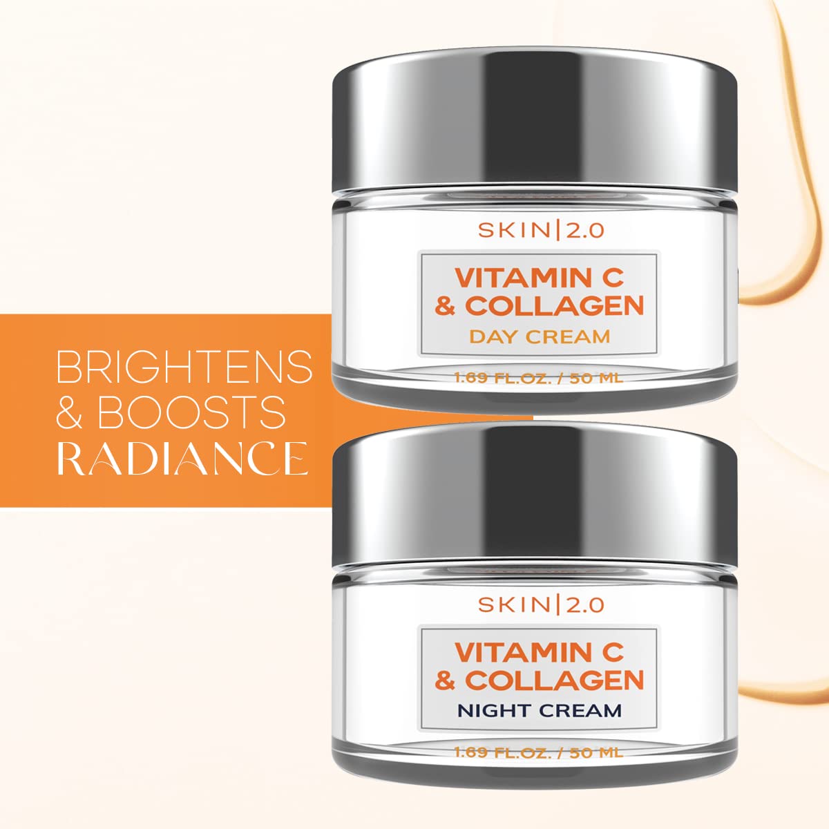 Vitamin C & Collagen Face Moisturizer - Dermatologist Tested, Anti-Aging, Skin Tightening - Brightening, Clean Beauty, Cruelty-Free, Korean Skincare for All Skin Types - 1.69 Fl oz