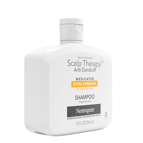 Neutrogena Scalp Therapy Anti-Dandruff Shampoo - Extra Strength with 3% Salicylic Acid | 12 fl. oz, Fragrance-Free