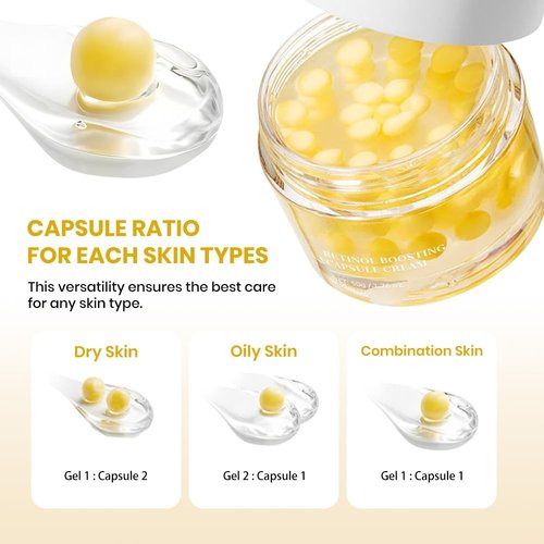 KOEC Deep Collagen Retinol Boosting Capsule Cream,Golden Capsule Face & Neck Moisturizer with Hyaluronic Acid for Firming & Hydratng & Smoothing,Anti Aging Day & Night Cream for All Skin 1.76 fl.oz