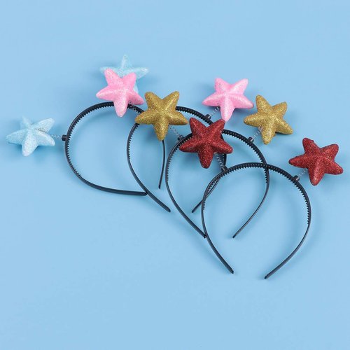 Beaupretty Star Headbands 8PCS Star Hair Hoop Star Head Bopper Star Headwear Patriotic Party Accessories for Xmas Halloween New Year Party