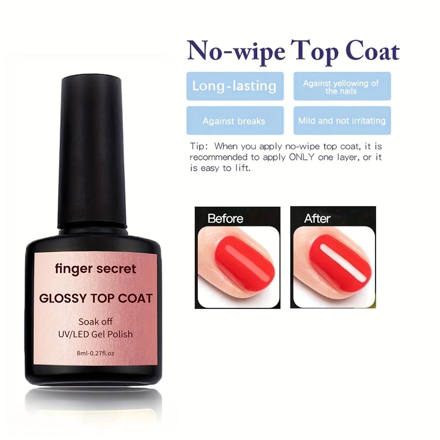 Skiennix Matte Top Coat | Protective Gel Nail Polish for Long-Lasting Professional Nails - 0.27oz