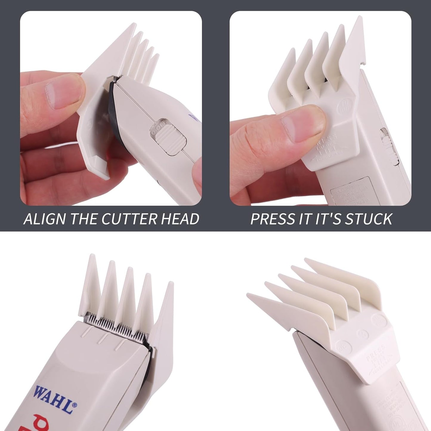 Wahl Peanut Clipper Guards Set - Professional Replacement Guides, 1/8" to 1/2", 4-Piece, White