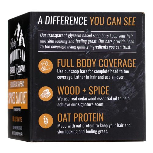**Skiennix Men's All-in-One Shampoo & Body Soap Bars - Extra Thick Glycerin - 2 Soaps, Spiced Sawdust Scent, 14.5 oz**