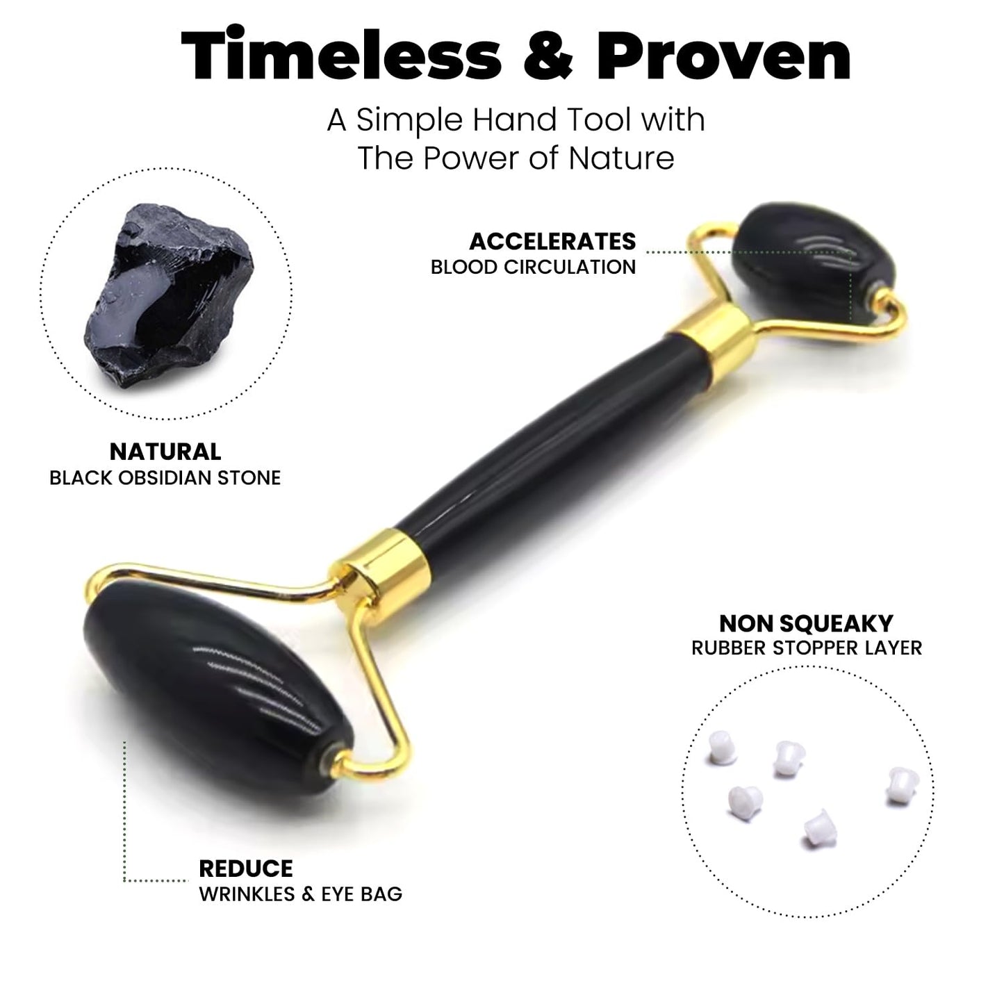 ROSELYNBOUTIQUE Gua Sha Facial Tools & Face Roller for Wrinkless Natural Skincare Tool Jade Roller Guasha Tool for Face Facial Massager (Black Obsidian)