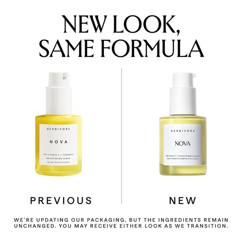 HERBIVORE Nova 15% Vitamin C + Turmeric Brightening Serum - Reduce Dark Spots & Hyperpigmentation | Vegan, 30 mL / 1 oz