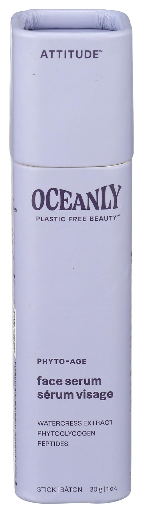 ATTITUDE Oceanly Face Serum Bar, EWG Verified, Plastic-free, Plant and Mineral-Based Ingredients, Vegan and Cruelty-free Beauty Products,