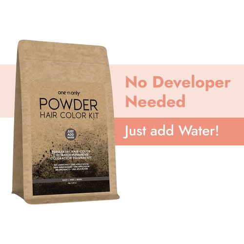 One N' Only Powder Hair Color Kit - Black | Permanent Color, 100% Gray Coverage, Just Add Water