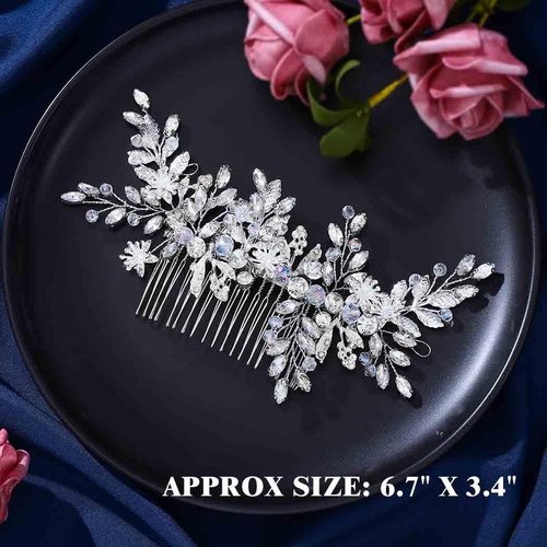 JAKAWIN Bridal Hair Comb - Rhinestone Headpiece for Weddings | Silver Hair Clip for Women