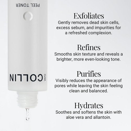 G.M. COLLIN Peel Toner Exfoliant - Daily Leave-On Liquid with AHA, BHA & PHA for Smooth Skin | Salicylic Acid & Aloe Vera Hydration