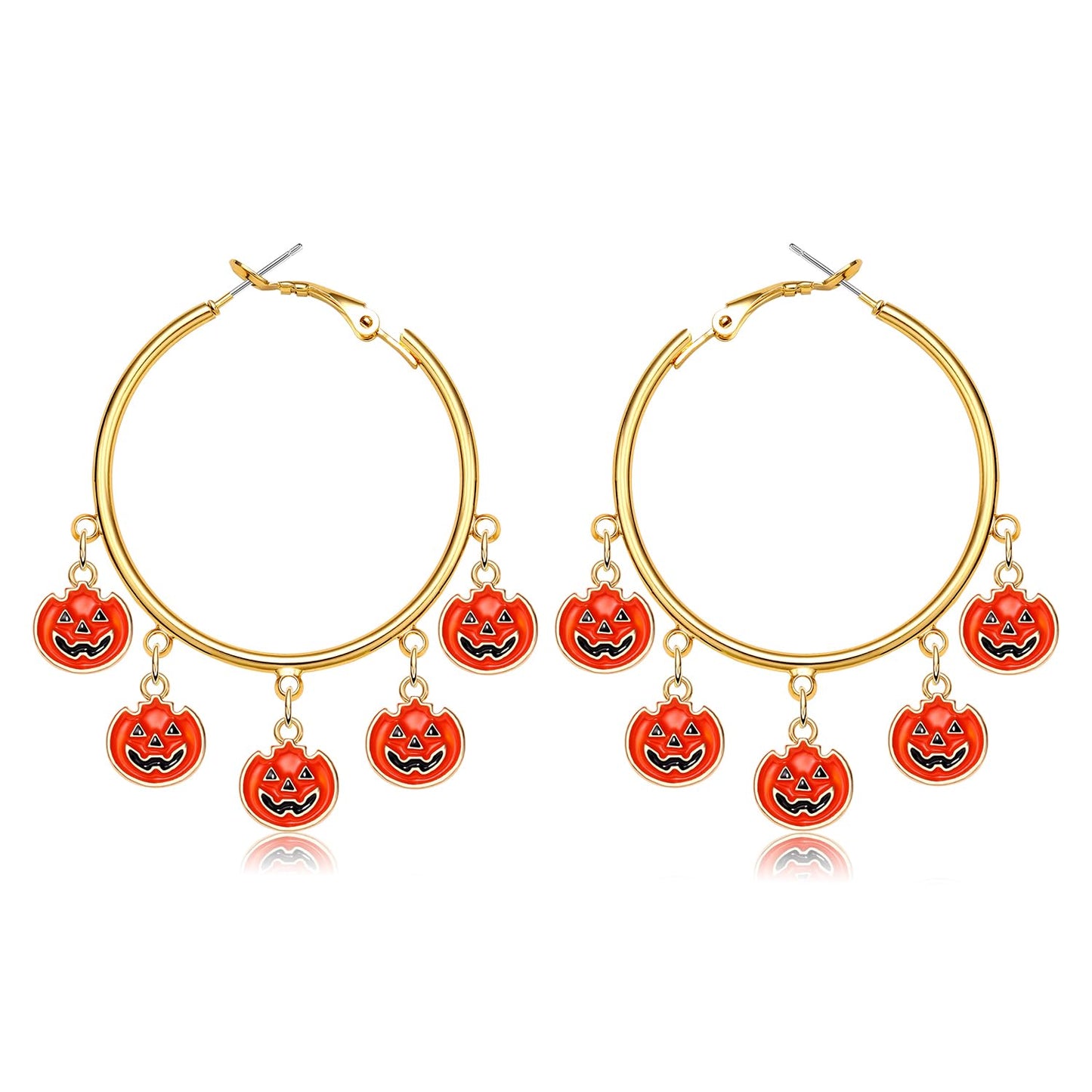 YAHPERN Halloween Thanksgiving Fall Christmas Earrings for Women Festive Holiday Hoop Earrings Costume Party Outfits Holiday Jewelry Gifts (Halloween Pumpkin)