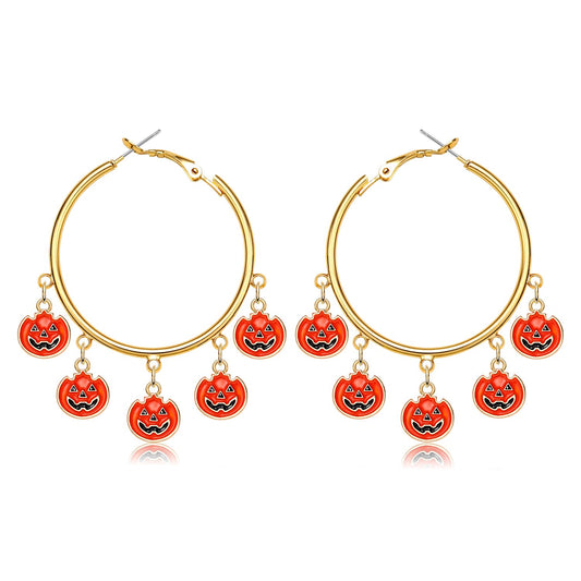 YAHPERN Halloween Thanksgiving Fall Christmas Earrings for Women Festive Holiday Hoop Earrings Costume Party Outfits Holiday Jewelry Gifts (Halloween Pumpkin)