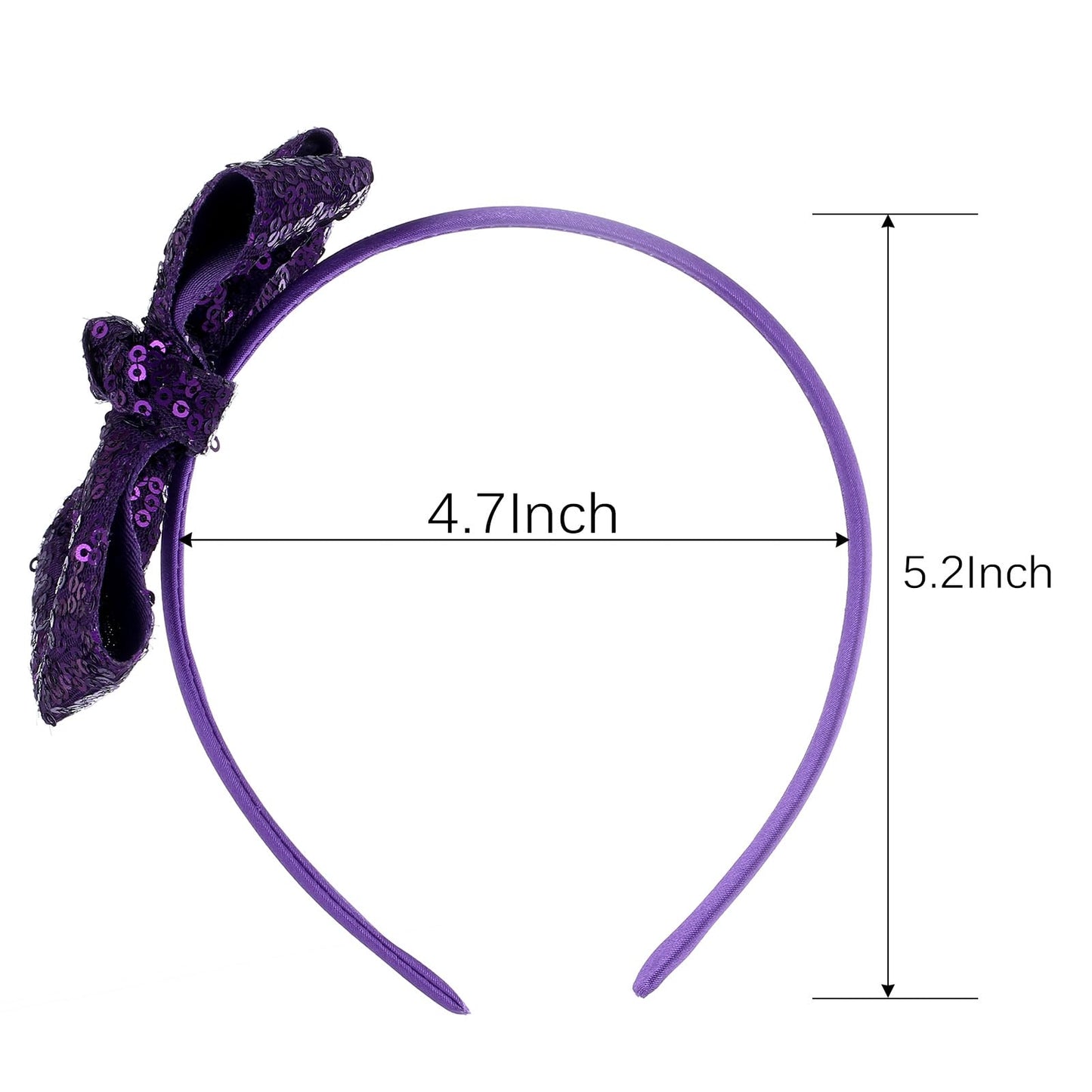 Kiszu Sparkly Sequin Hair Bow Headband for Girls, Kids, and Toddlers - Fashion Cute Boutique Style Hair Accessory - 1 Piece (Dark Purple)