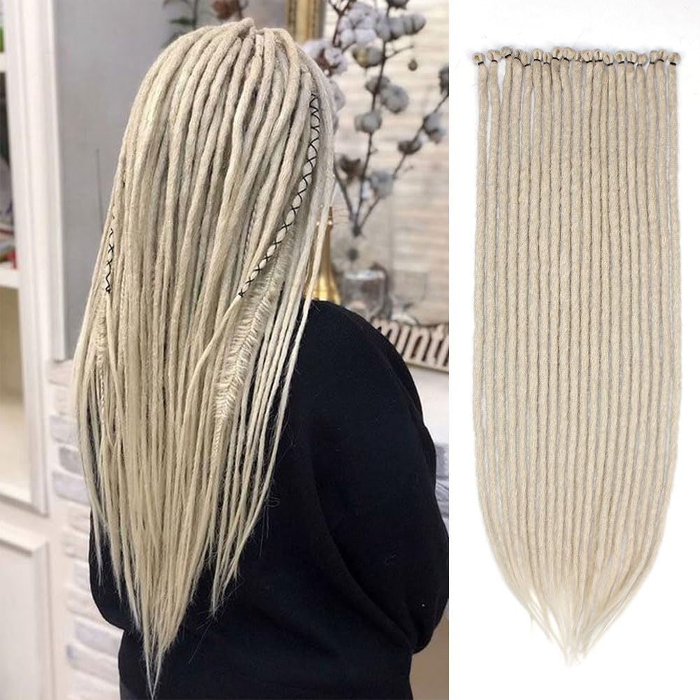 Kraler 24" Platinum Blonde SE Dreadlock Extensions Thick 1cm Crochet Dread of Synthetic Hair Hip Hop Style For Women and Man(10 Strands)