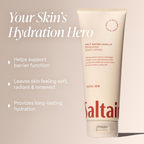 Saltair Body Lotion - Moisturizing Hydrating Cream for Dry Skin | Salt Water Vanilla Scent, 2x 10oz Tubes