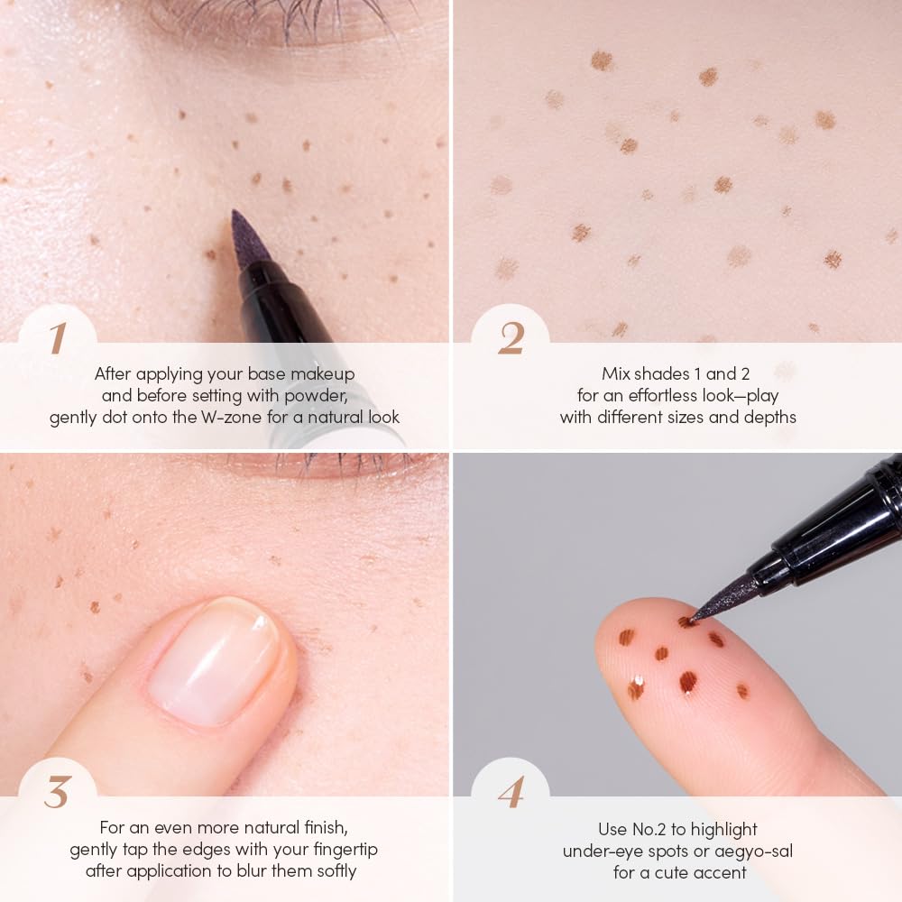 ETUDE Naturally Freckle Pen - Waterproof Light Brown Faux Freckles | Easy Control Sponge Tip (0.5g)