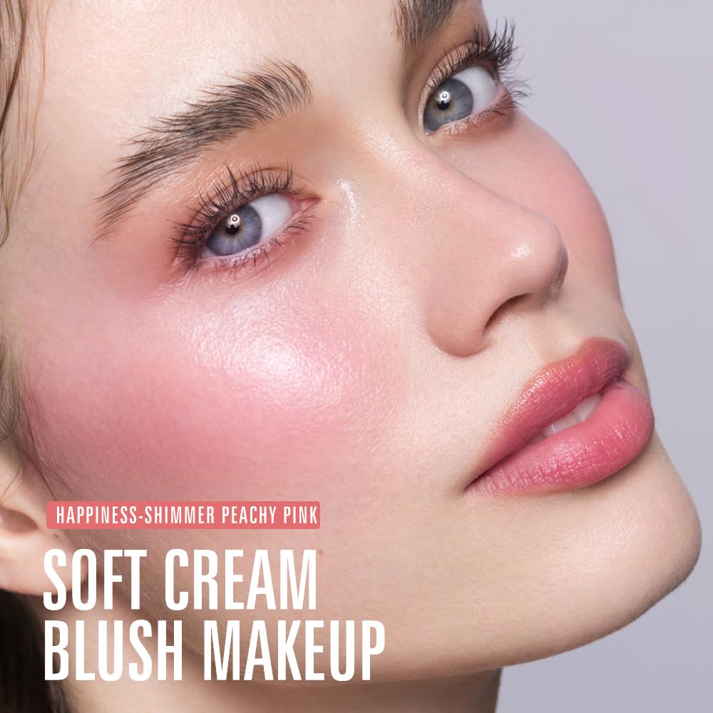 KIMUSE Soft Cream Blush Makeup, Liquid Blush for Cheeks, Weightless, Long-Wearing, Smudge Proof, Natural-Looking, Dewy Finish