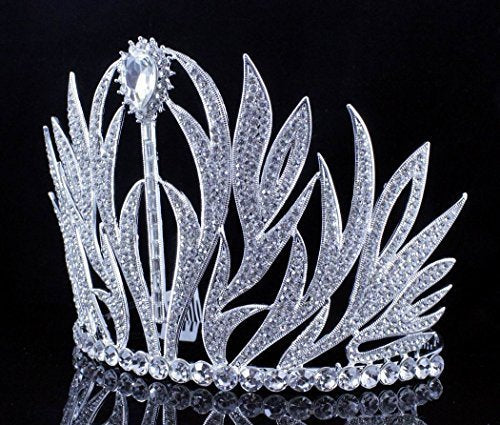 Sexy Floral Clear Austrian Crystal Rhinestone Large Tiara With Hair Combs Crown Pageant Beauty Queen Princess Birthday Party Hair Jewelry Prom Silver T11979