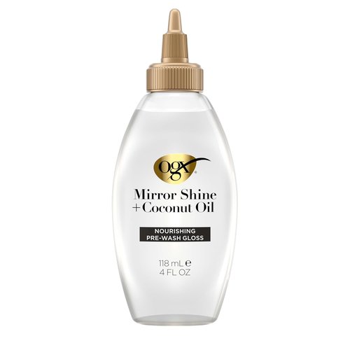 OGX Mirror Shine Hair Gloss - Nourishing Coconut Oil Treatment for 48-Hour Glossy Shine | 4 fl. oz