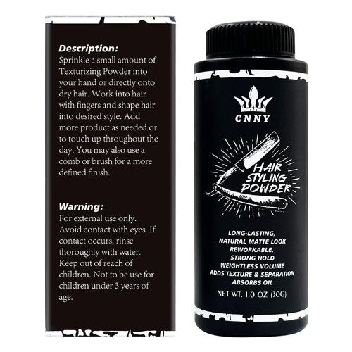 CNNY Matte Hair Styling Powder for Men, Strong Hold Volumizing Powder for Short to Medium Hair, Instant Texture & Thickening