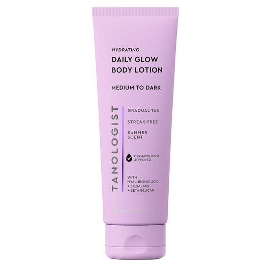 Tanologist Hydrating Daily Glow Body Lotion - Buildable Medium/Dark Self Tanner, Vegan Formula, 8.45 fl oz
