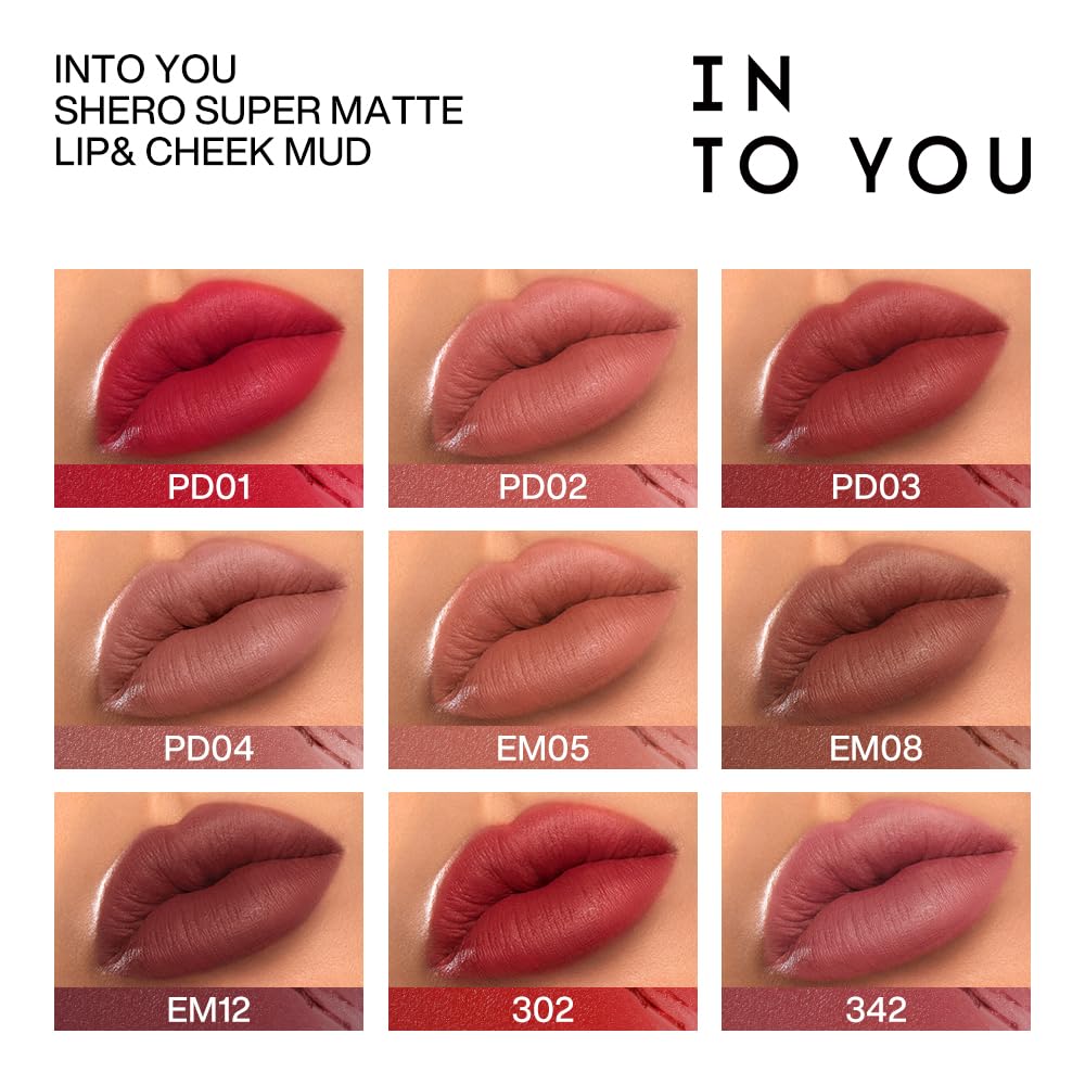 INTO YOU Matte Liquid Lipstick for Women, Canned Long Lasting Red Lipstick Waterproof with Lip Brush, No Transfer, High Pigmented with Lightweight Lip Mud Texture(PD03)