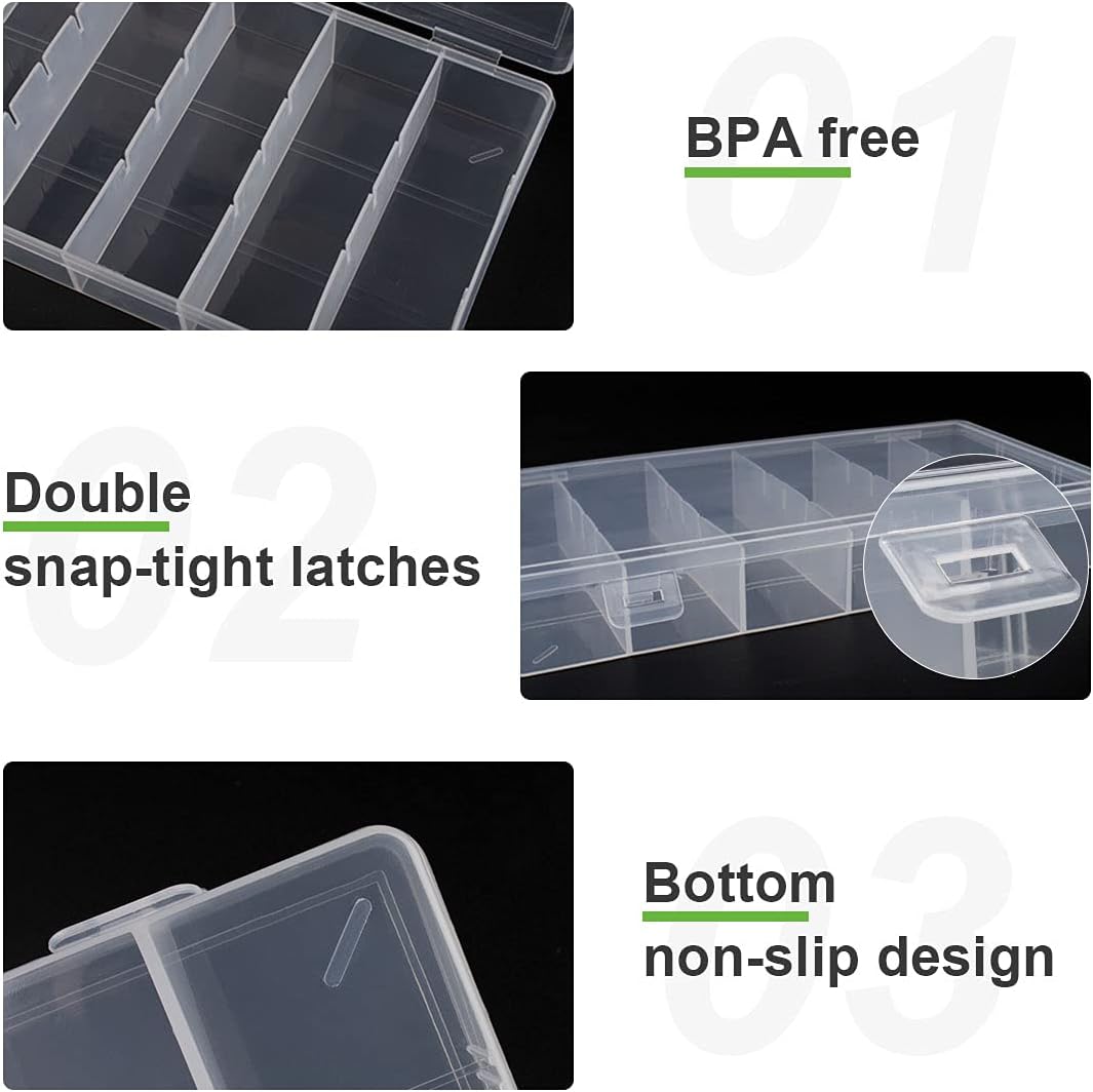 Skiennix Clear Plastic Storage Box - Versatile Organizer for Makeup, Jewelry & Tackle (2-Pack)