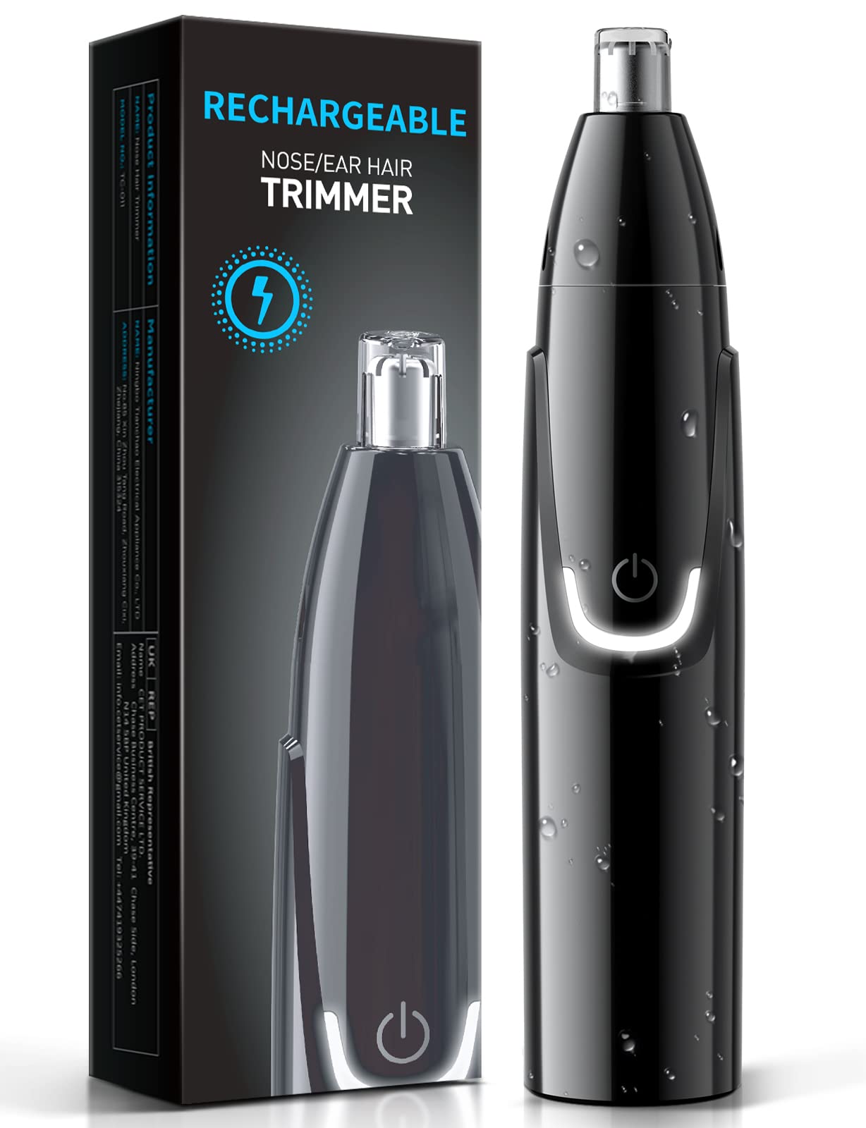 ZORAMI Rechargeable Ear and Nose Hair Trimmer - 2025 Professional Painless Eyebrow & Facial Hair Trimmer for Men Women, Powerful Motor and Dual-Edge Blades for Smoother Cutting Black